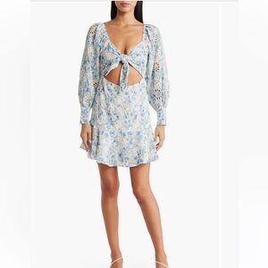 En Saison Blue and White Long Sleeve Sundress